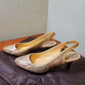 Cole Haan snakeskin round toe kitten heels